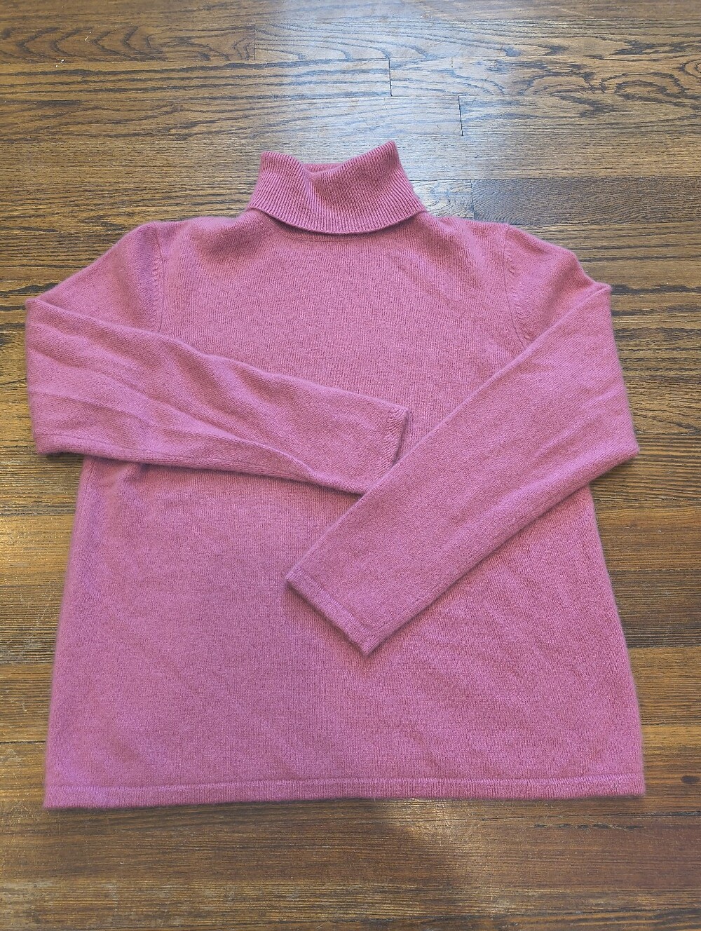 Petite Sophisticate Rose Pink Turtleneck Cashmere Sweater